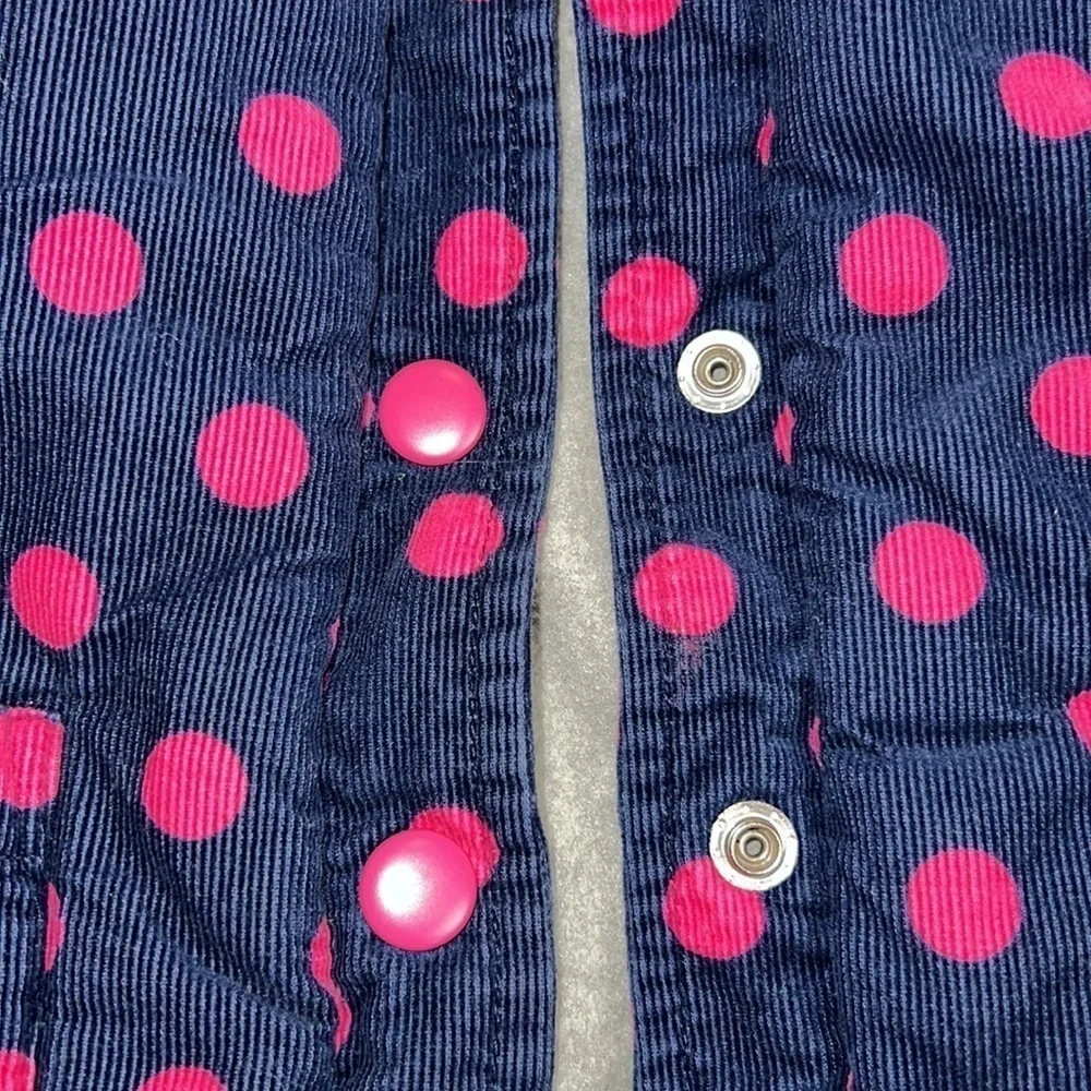 Carter's Girl’s Navy and Pink Polka Dot Corduroy Fleece Lined Puffy Vest - Sz 4t